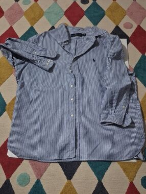 Ralph Lauren Blue and White Narrow Striped Shirt